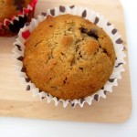 Breakfast treats: banana, nuts and chocolate chips muffin