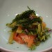 Lush salmon pieces with fragrant aonori