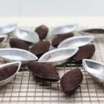 Chocolate financiers fresh out of the oven.