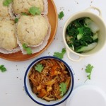 A fun and happy meal: coconut buns with hoisin mushrooms and vegetables